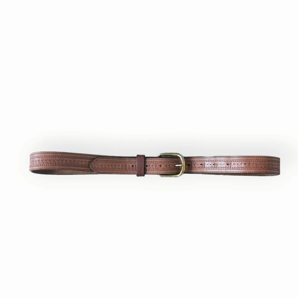 Leegin 29707 Men's Oil Tan Embossed w/Stitch‎ Brown Belt Size 38